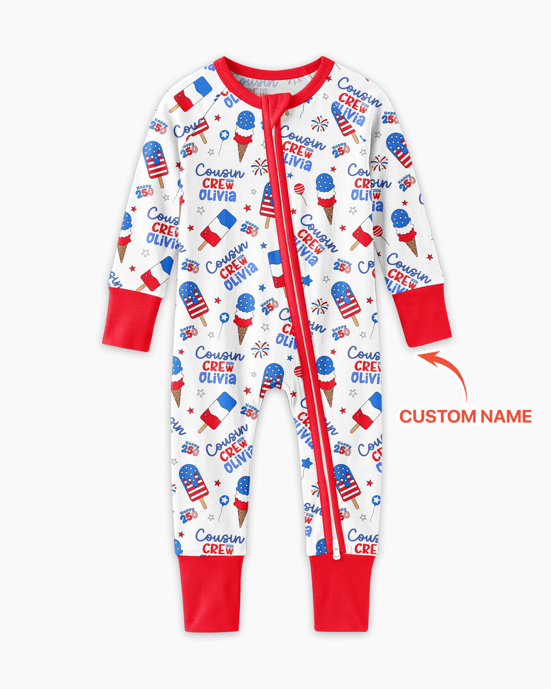 Custom Name 4th of July Cousin Crew Bamboo Convertible Zippy