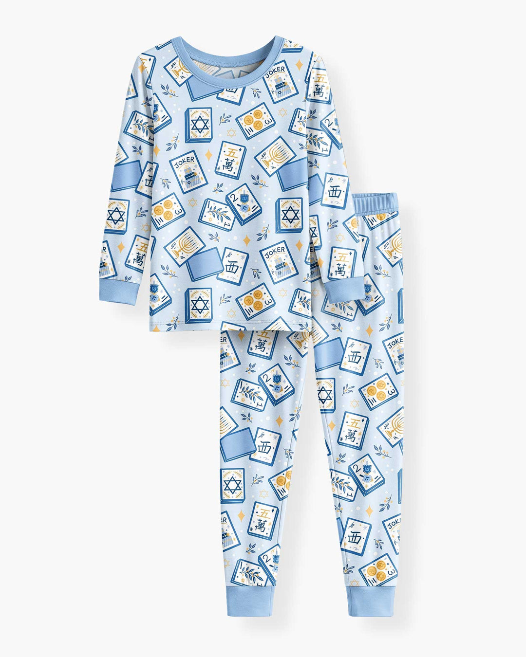 Mahjong Tov Hanukkah Family Matching Bamboo Two Piece Long Sleeve Pajama Set