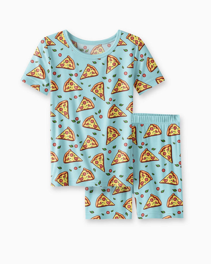Pizza Doodle Bamboo Two-Piece Short Sleeve Shorts Pyjamas Set