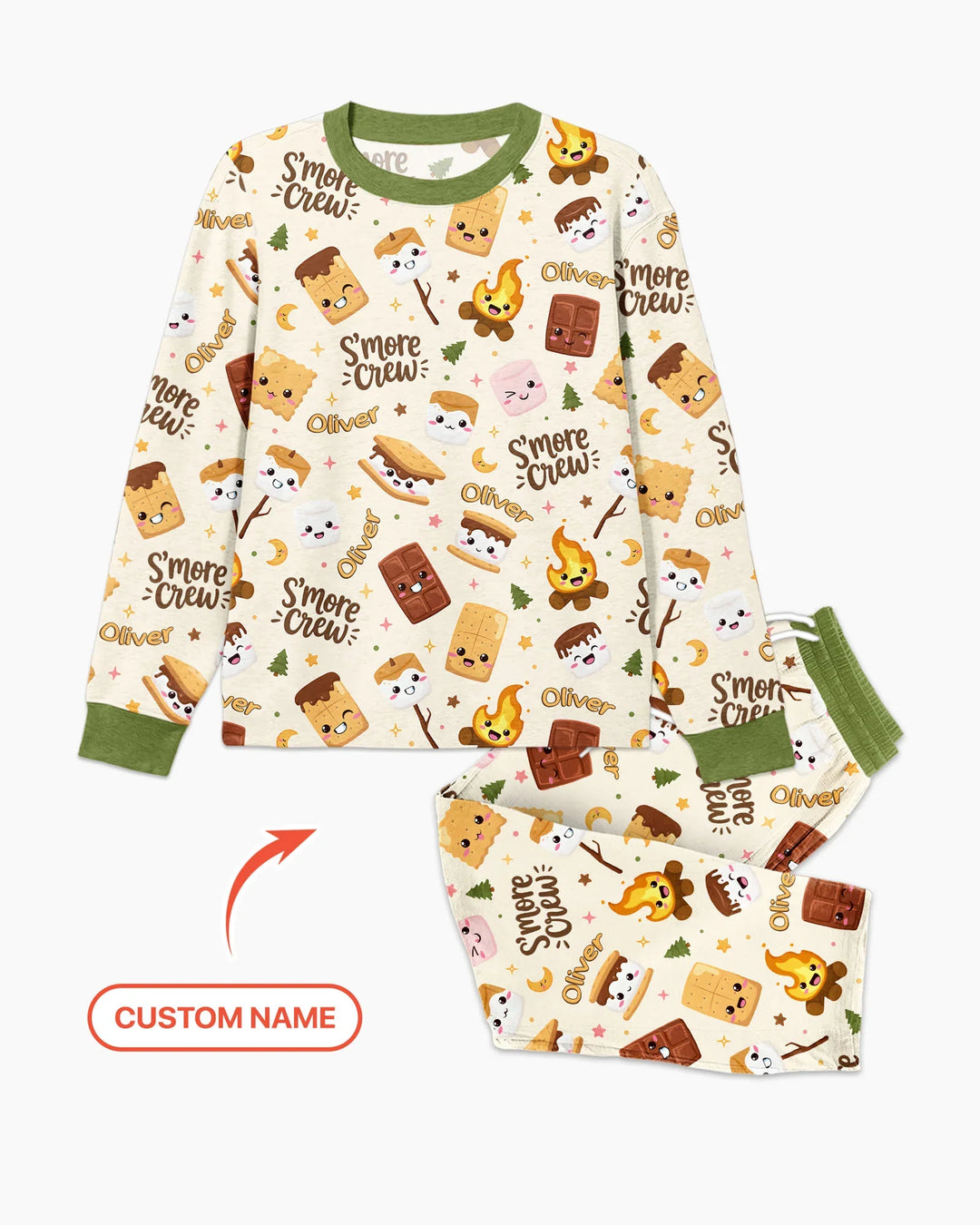 Custom Name Kawaii S'more Crew Family Matching Bamboo Men's Pajama Set