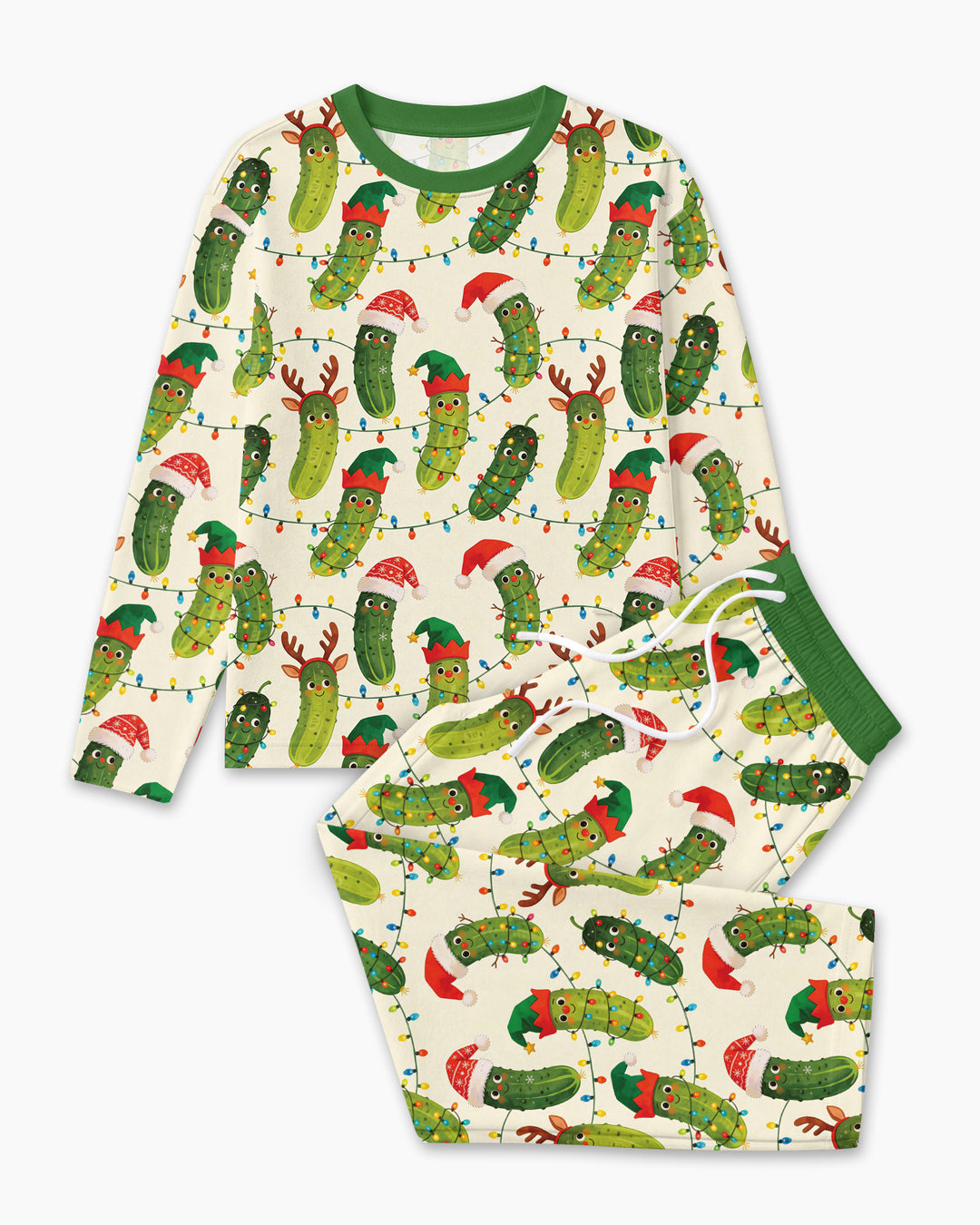 Cheerful Christmas Pickle Bamboo Men's Pajama Set