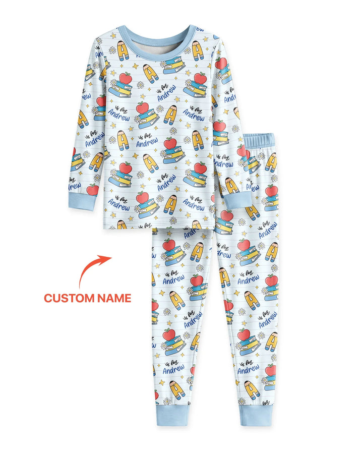 First Day of School Bamboo Two Piece Long Sleeve Pajama Set