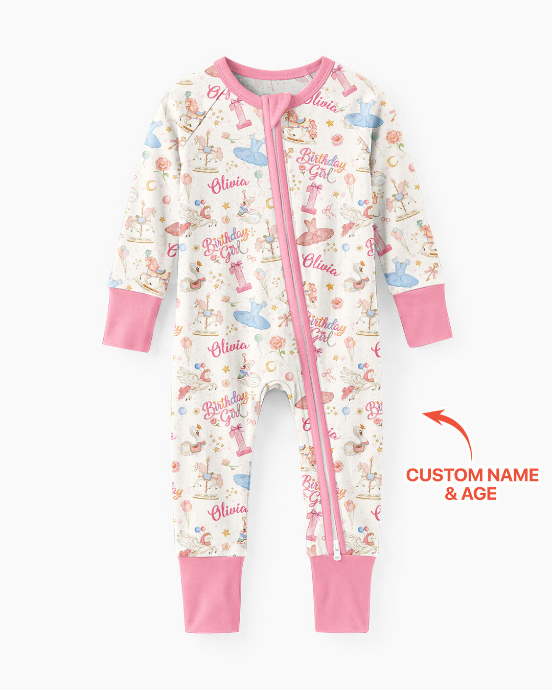 Ballerina Birthday Girl Custom Name & Age Bamboo Convertible Zippy