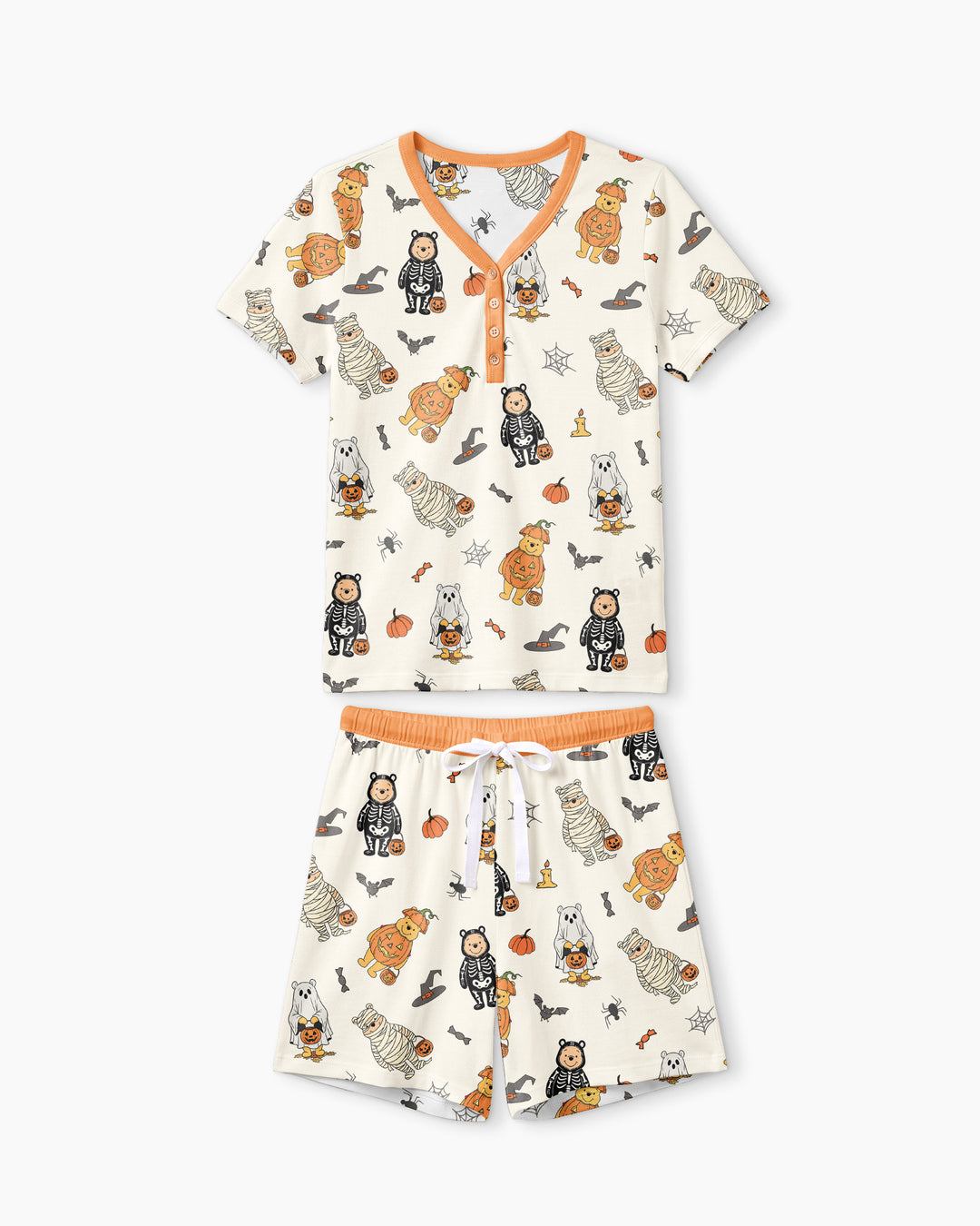 Retro Trick Or Treat Bamboo Women Short Sleeve Short Pajama Set