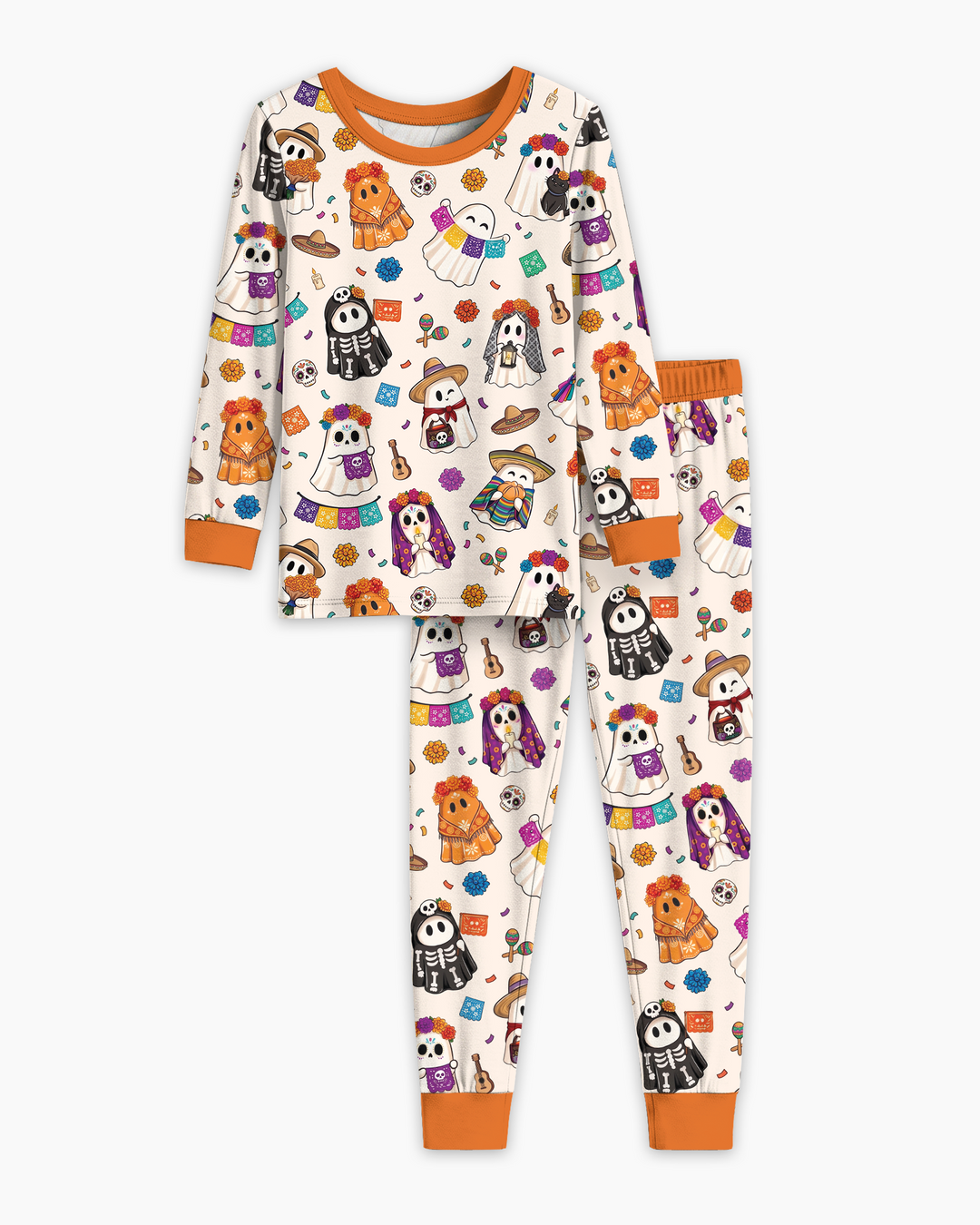 Dia De Los Muertos Mexican Ghost Bamboo Two Piece Long Sleeve Pajama Set