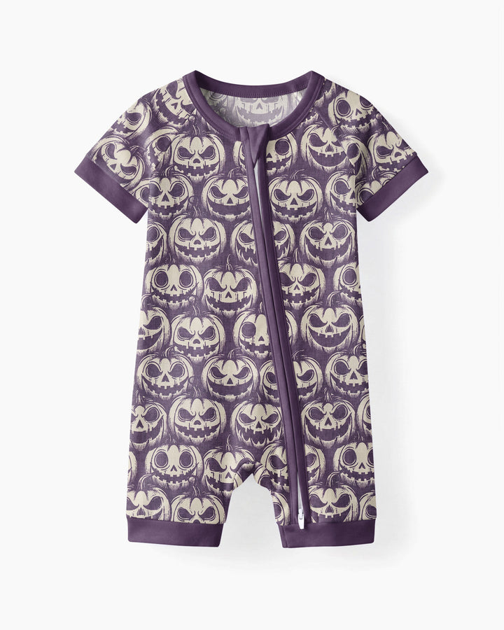 Retro Halloween Jack-O-Lantern Spooky Faces Bamboo Shorty Zippy