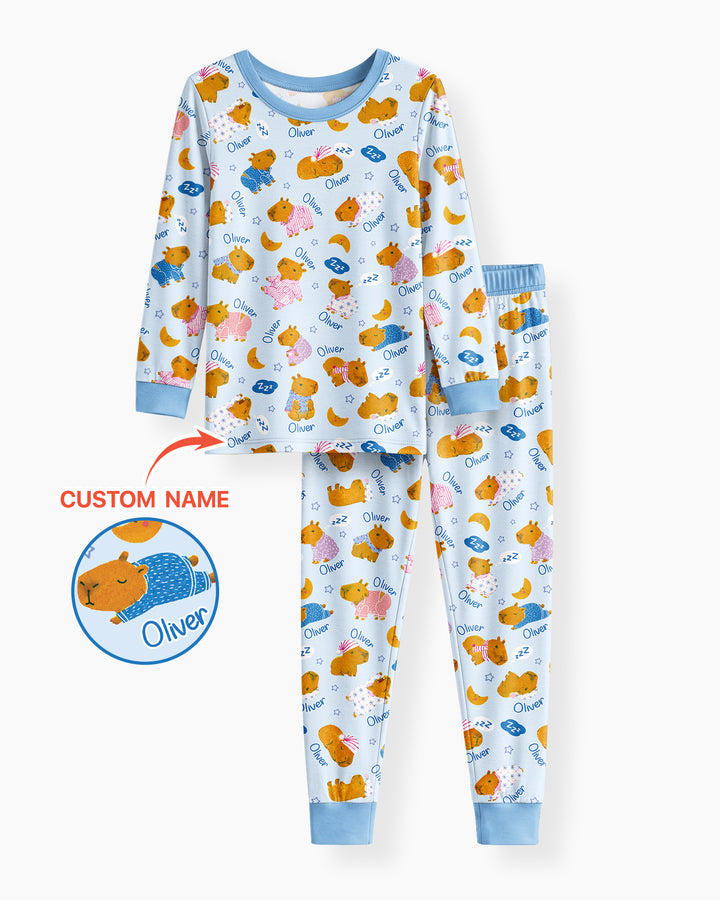 Cozy Capybara Dreams Bamboo Two Piece Long Sleeve Pajama Set