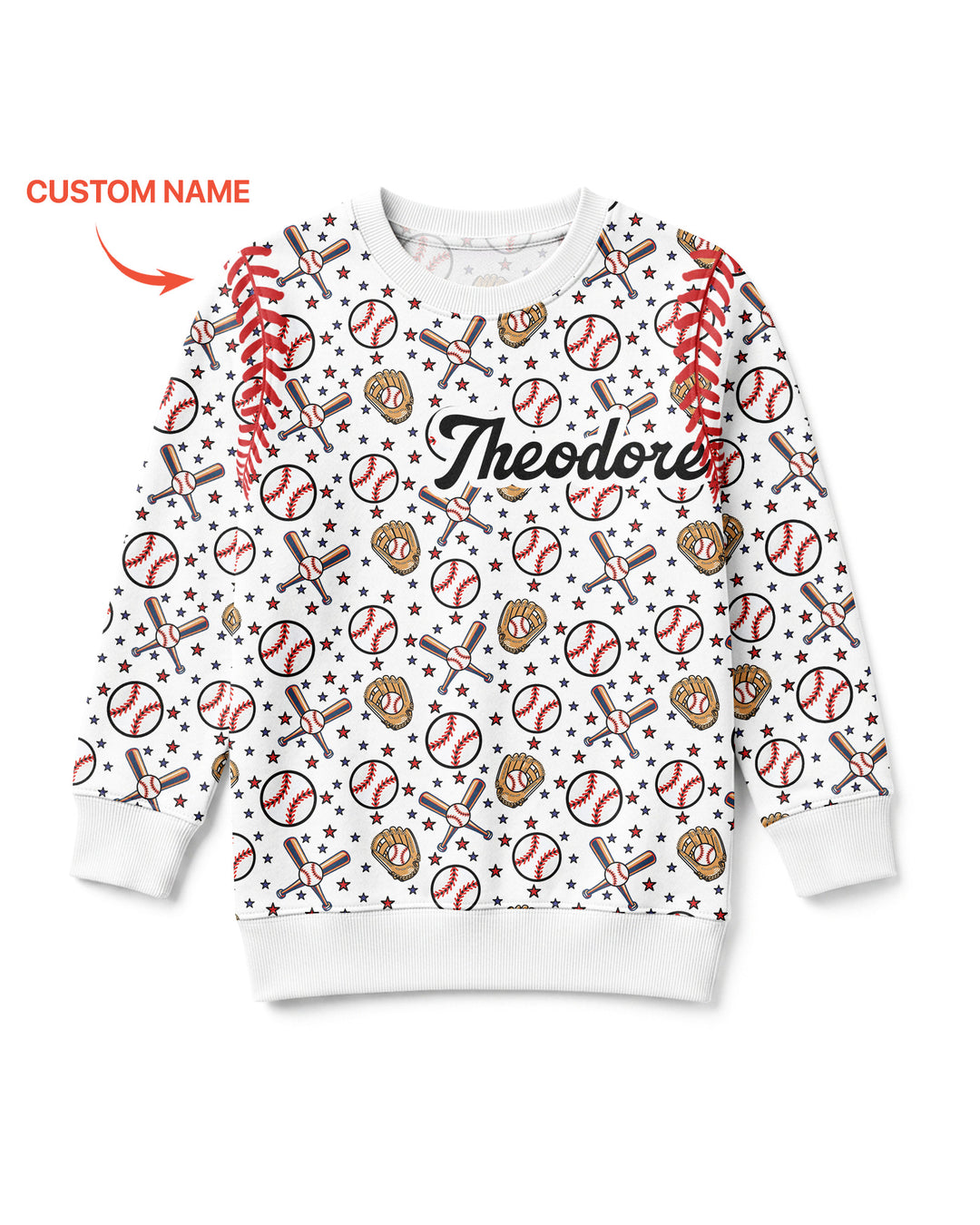 All-Star Baseball Custom Name Bamboo Crewneck Sweatshirt