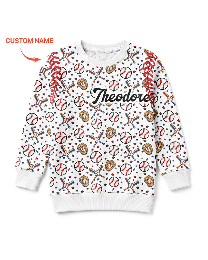All-Star Baseball Custom Name Bamboo Crewneck Sweatshirt