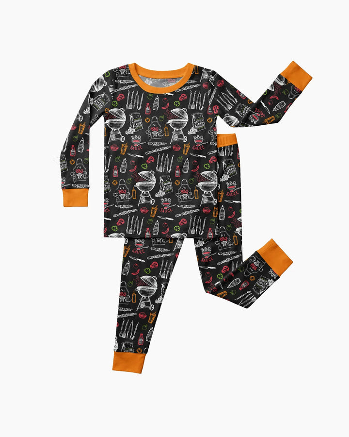 Backyard BBQ Party Family Matching Bamboo Two Piece Long Sleeve Pajama Set
