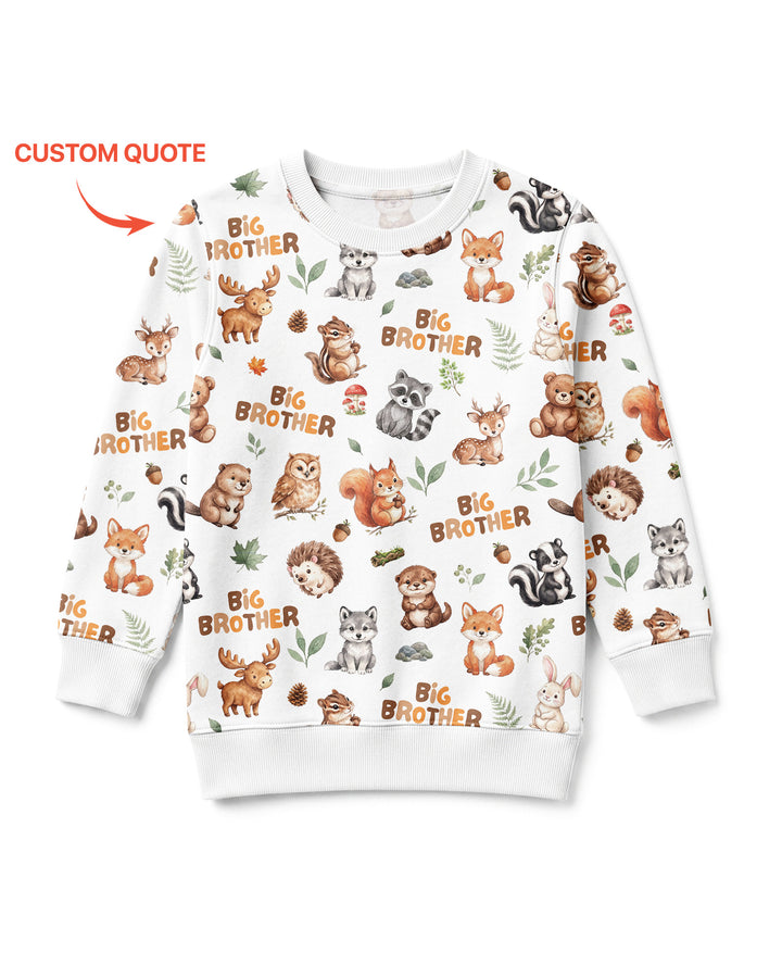 Custom Quote Woodland Animal Matching Sibling Bamboo Crewneck Sweatshirt