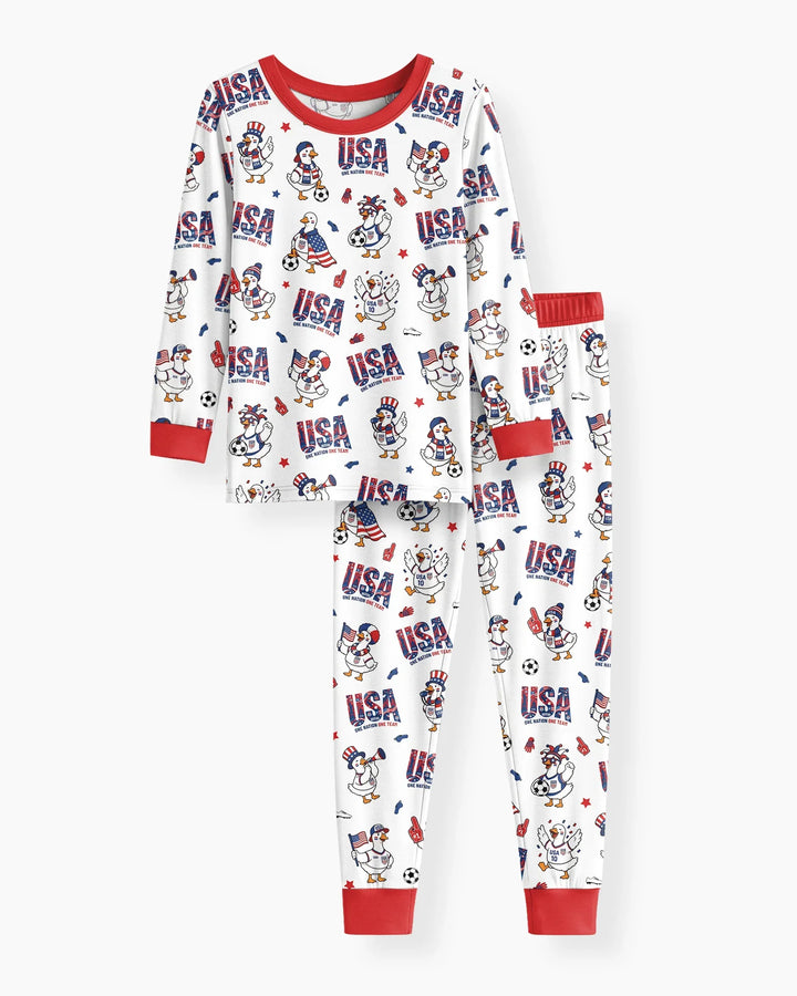 One Nation One Team Bamboo Two Piece Long Sleeve Pajama Set