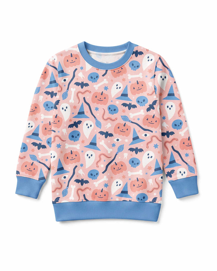 Pastel Pumpkins Skulls And Witch Craft Bamboo Crewneck Sweatshirt