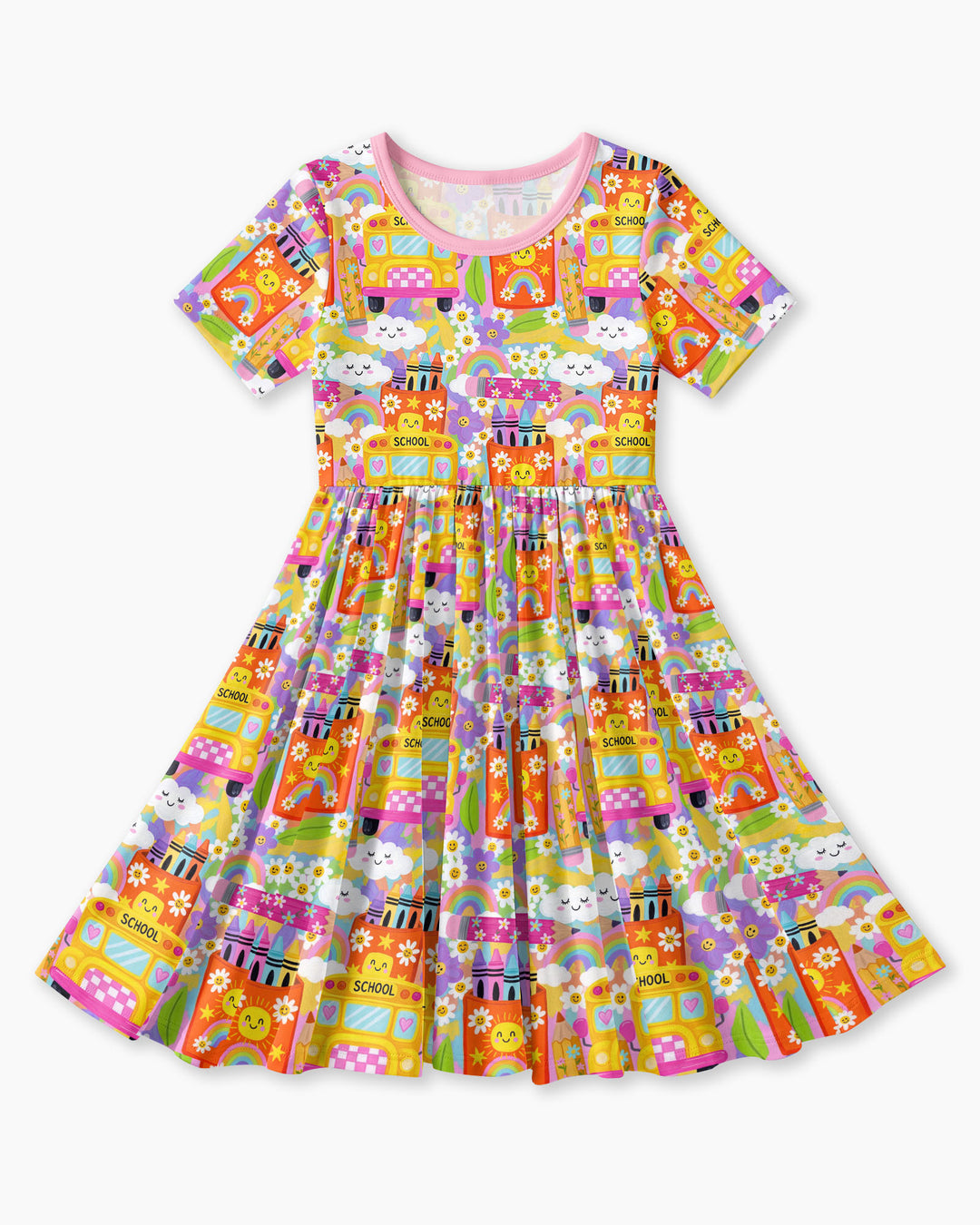 Retro Happy Classroom Bamboo Twirl Dress