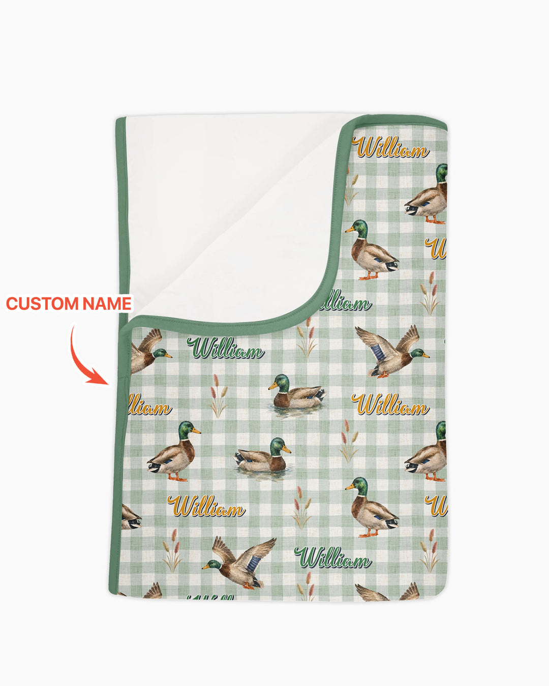 Mallard Duck Custom Name Bamboo Blanket