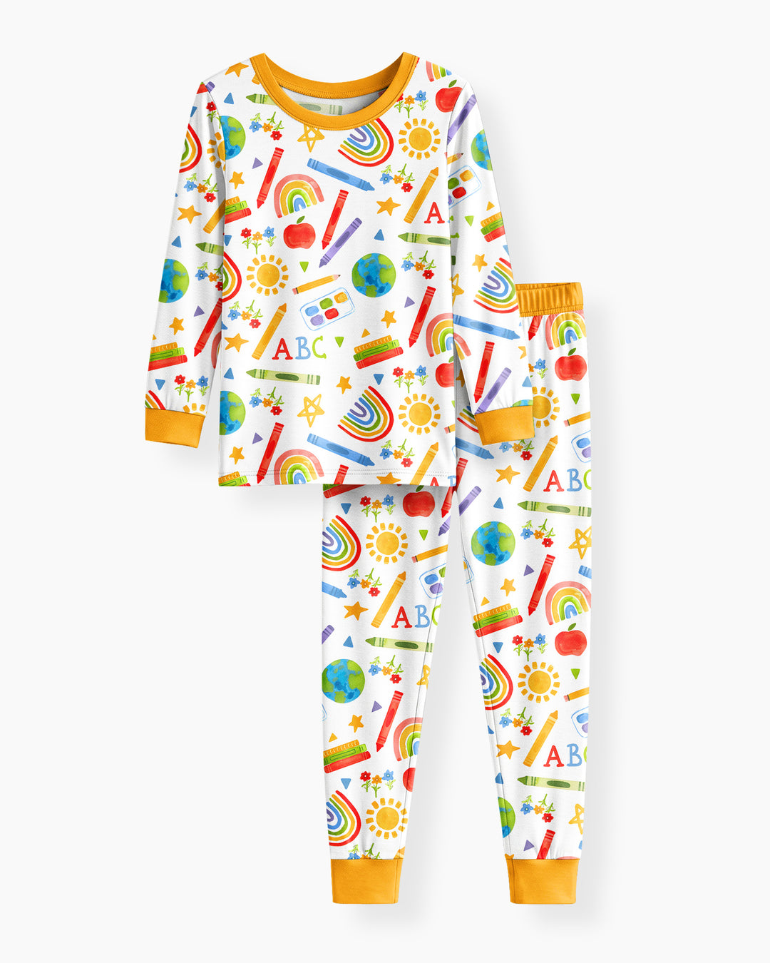 School Scribbles Bamboo Two Piece Long Sleeve Pajama Set
