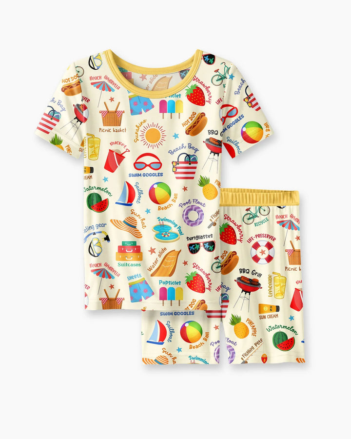 Love Summer Bamboo Two Piece Short Sleeve Shorts Pajama Set