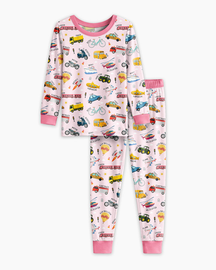 Vehicle Vocabulary Bamboo Two Piece Long Sleeve Pajama Set