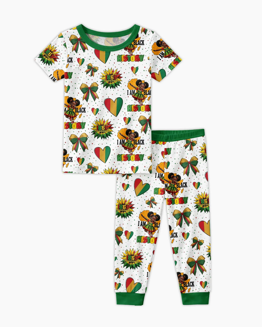 Juneteenth Girl I Am Black History Bamboo Two Piece Short Sleeve Pajama Set