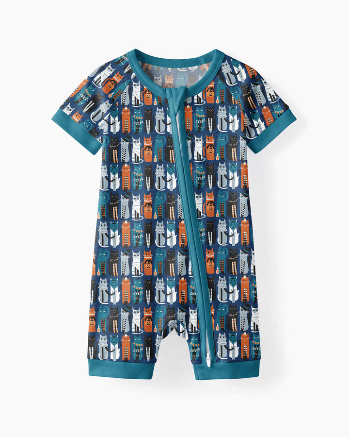 Retro Halloween Cat Bamboo Shorty Zippy