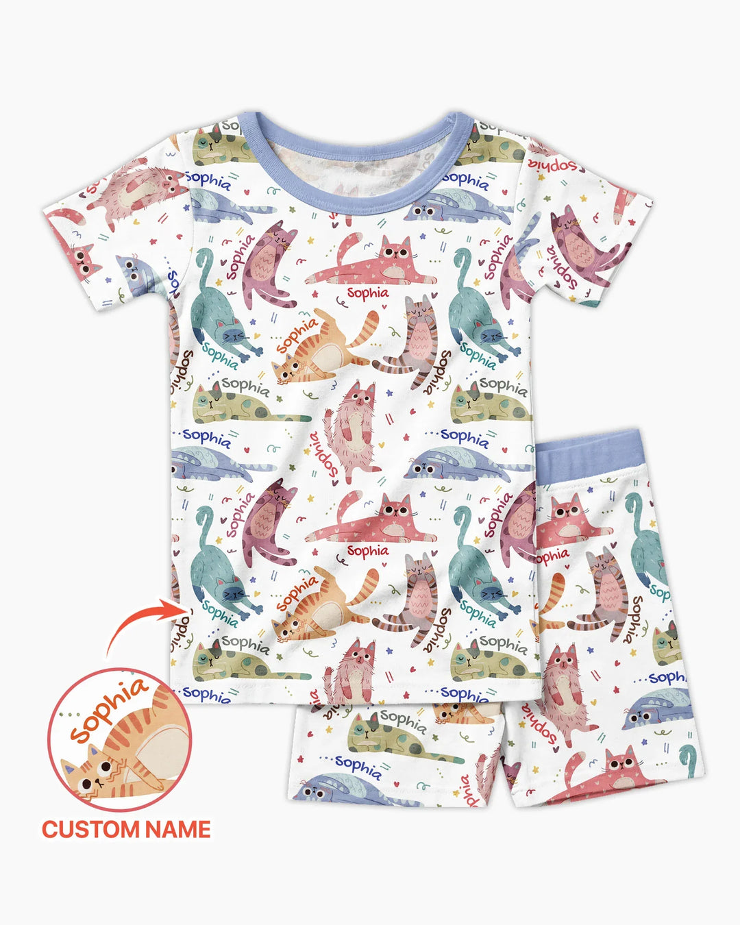Cat Nap Crew Bamboo Two Piece Short Sleeve Shorts Pajama Set