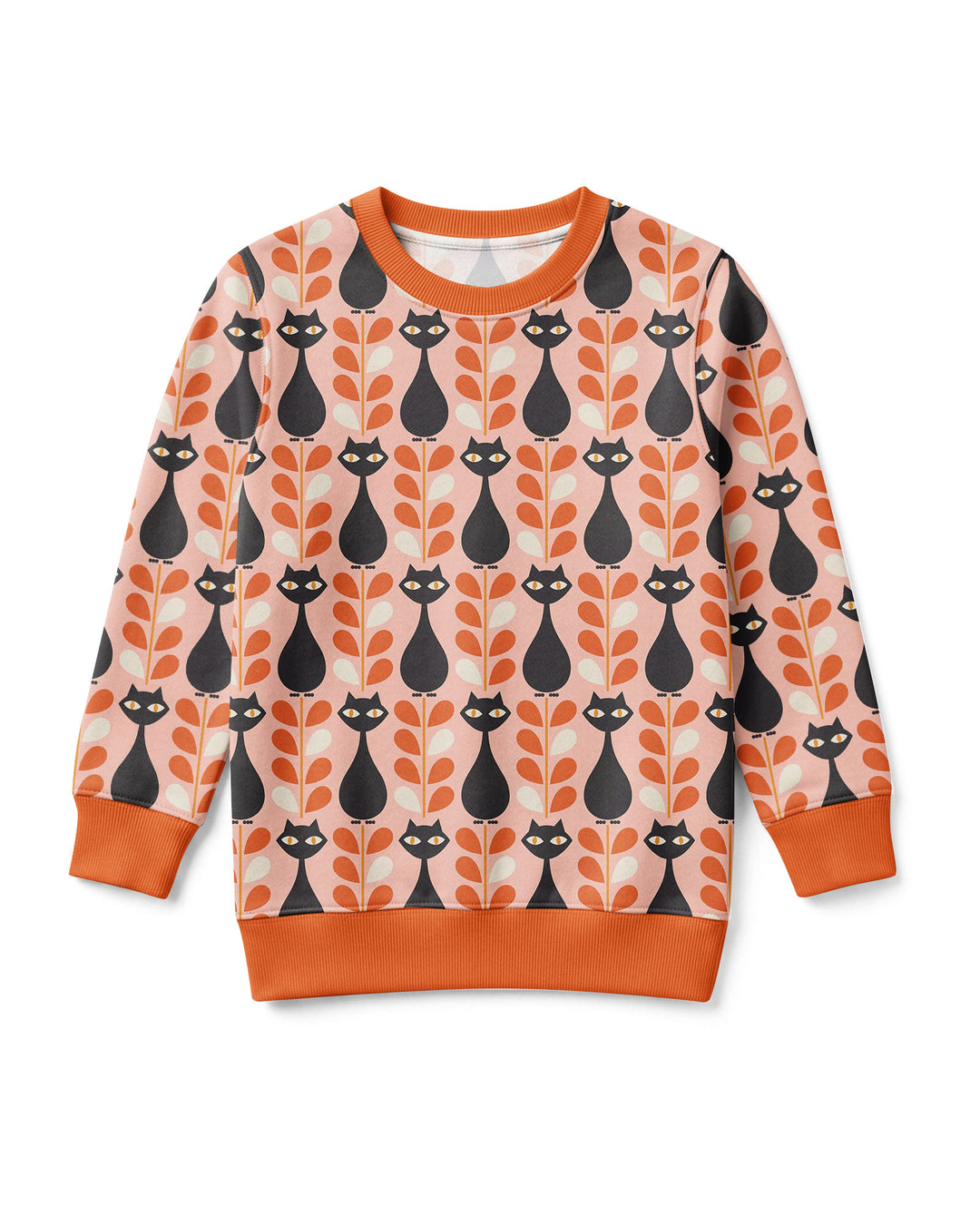 Retro Black Cat Garden Bamboo Crewneck Sweatshirt