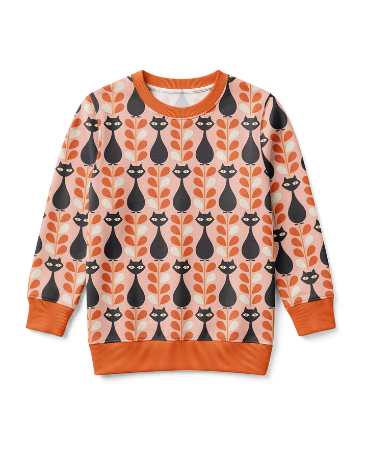 Retro Black Cat Garden Bamboo Crewneck Sweatshirt