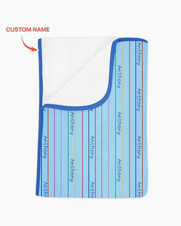 Custom Name Crayon Lines Bamboo Blanket
