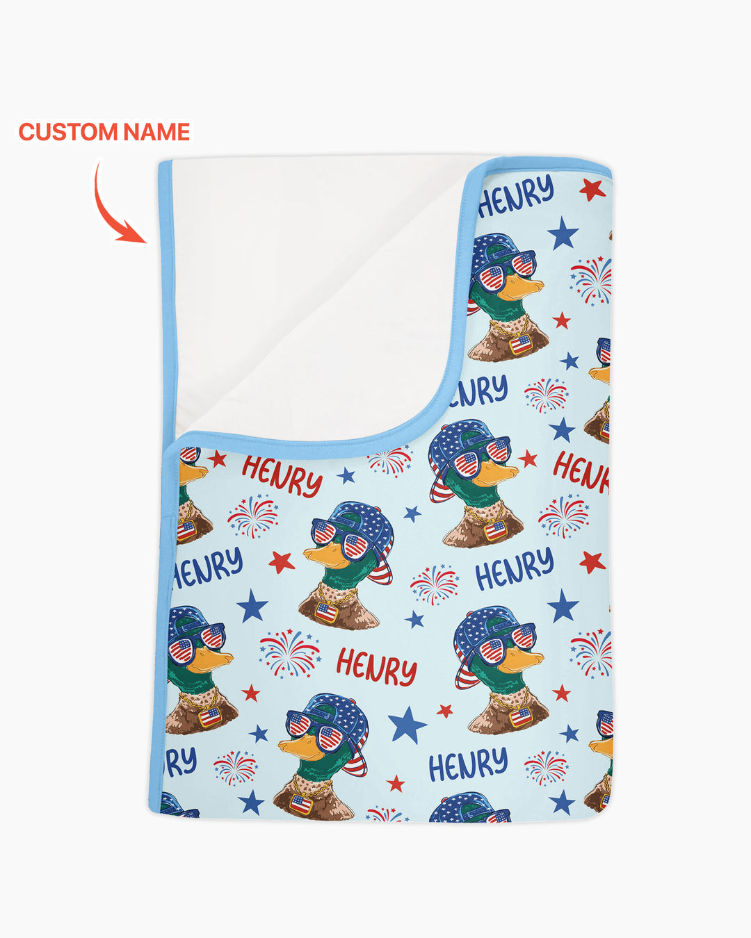 Custom Name Patriotic Mallard Duck Bamboo Blanket