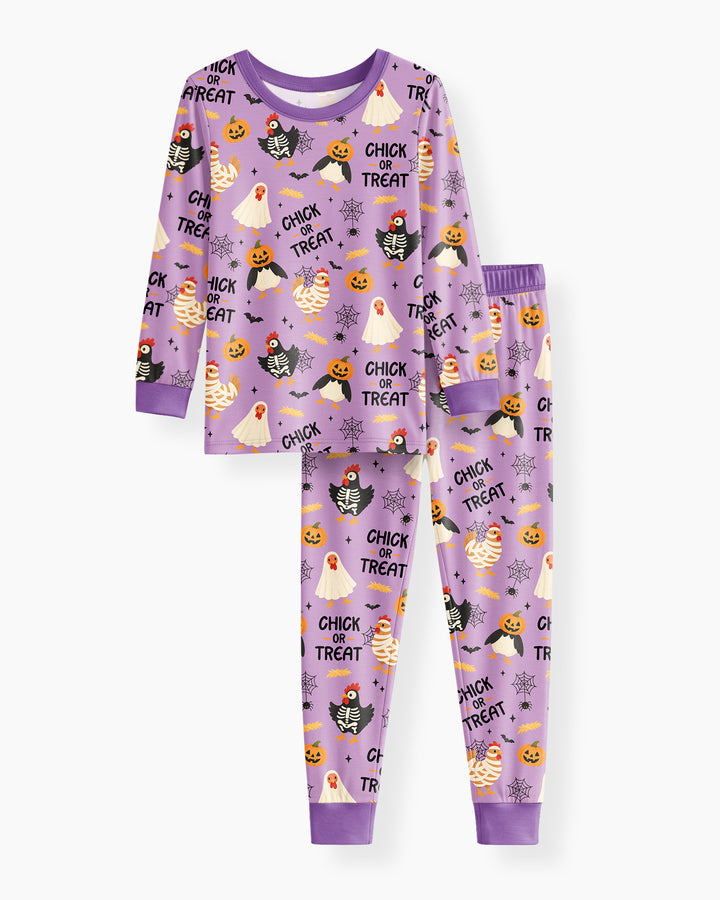 Halloween Chick Or Treat Bamboo Two Piece Long Sleeve Pajama Set