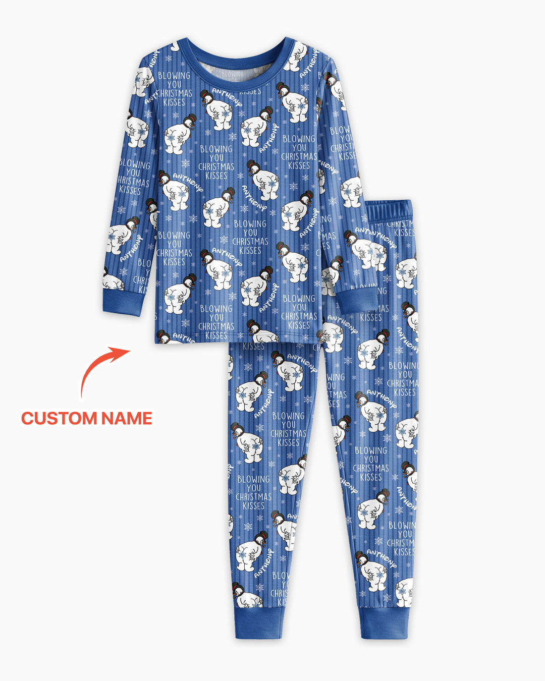 Blowing You Christmas Kisses Bamboo Two Piece Long Sleeve Pajama Set