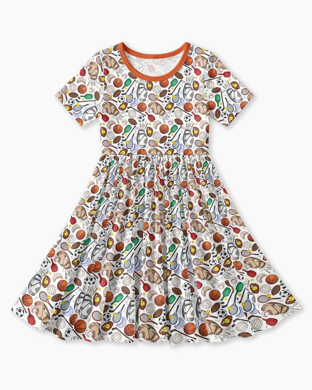 White Sports Equipment Bamboo Twirl Dress