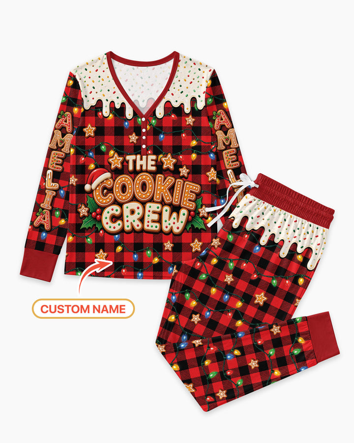 The Cookie Crew Custom Gingerbread Letter Bamboo Women Pajama Set