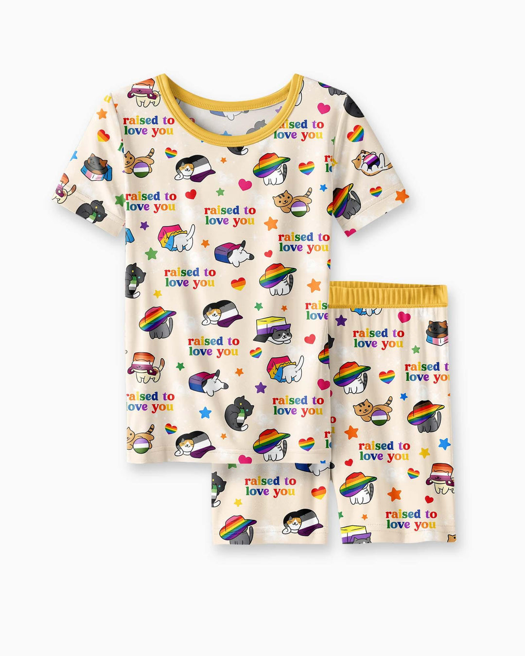 Rainbow Paws Family Matching Bamboo Two Piece Short Sleeve Shorts Pajama Set