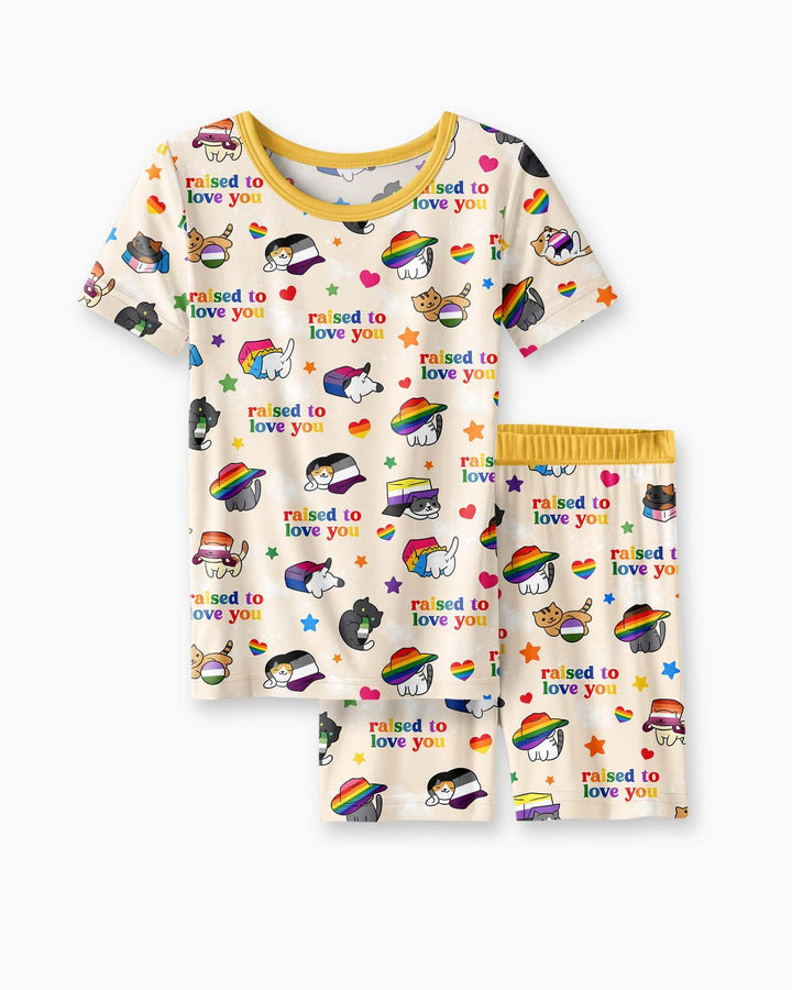 Rainbow Paws Family Matching Bamboo Two Piece Short Sleeve Shorts Pajama Set