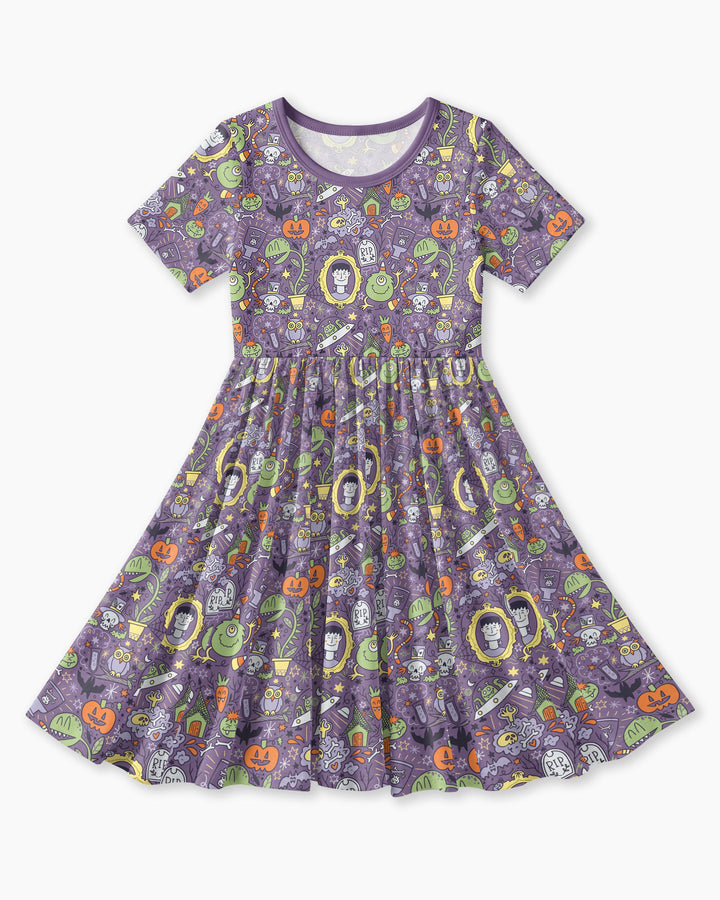 Halloween Monster Fun Bamboo Twirl Dress