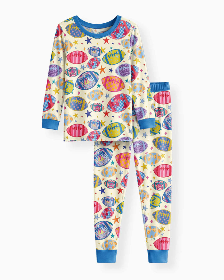 Football Season Bamboo Two Piece Long Sleeve Pajama Set