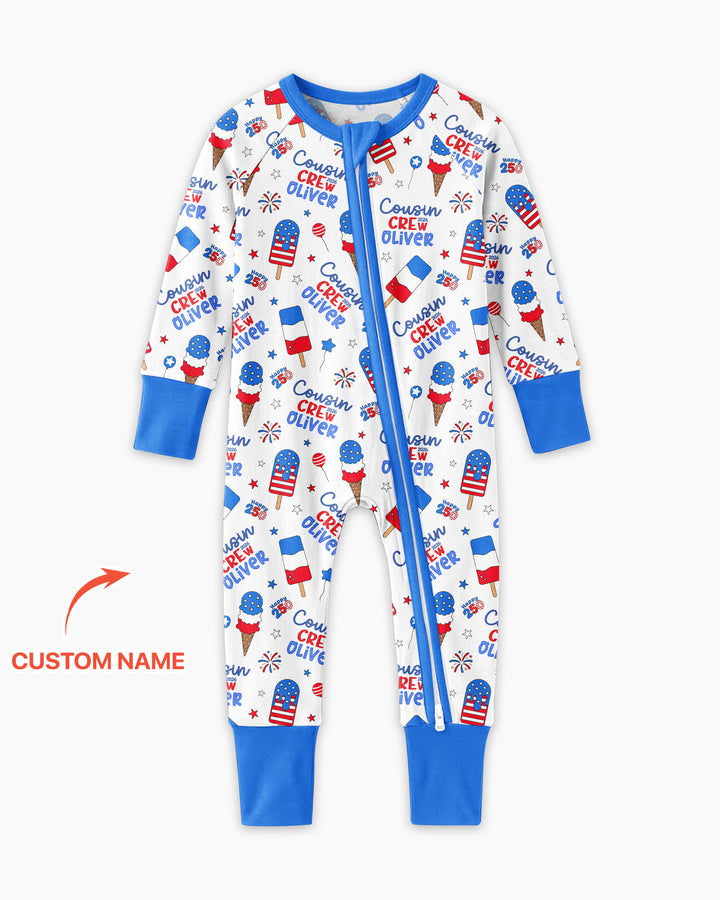 Custom Name 4th of July Cousin Crew Bamboo Convertible Zippy