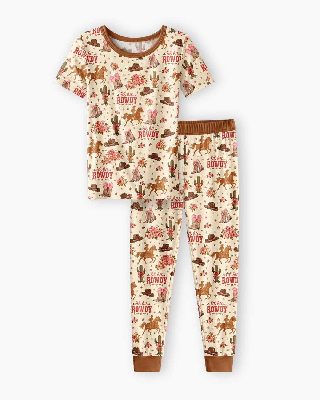 Coquette Cowgirl Lil Bit Rowdy Two Piece Short Sleeve Pajama Set