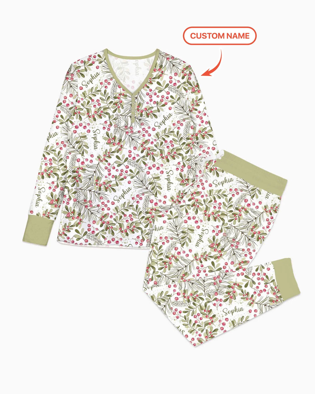 Custom Name Birth Month Flowers Bamboo Women Pajama Set