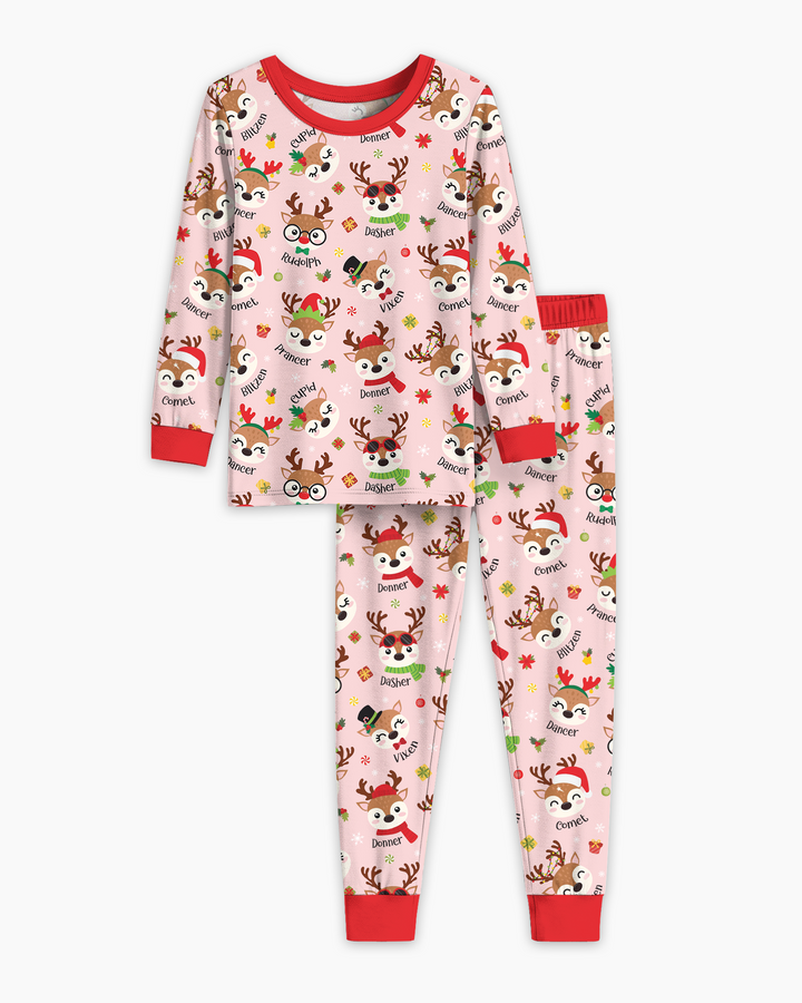 Christmas Reindeer Squad Bamboo Two Piece Long Sleeve Pajama Set