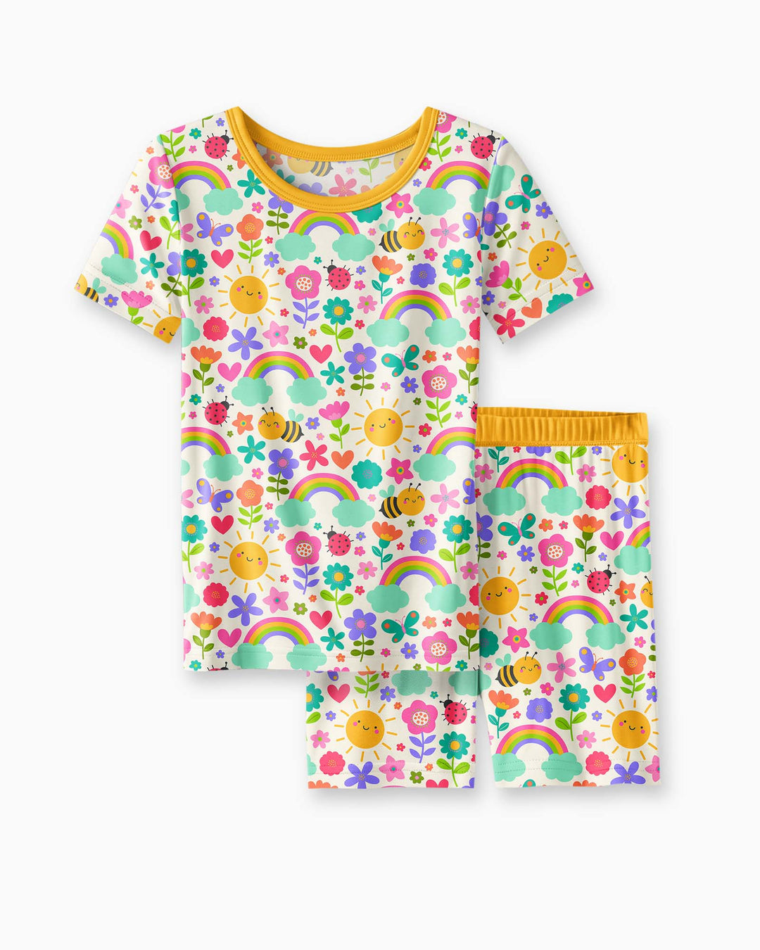 Summer Sunshine Bamboo Two Piece Short Sleeve Shorts Pyjamas Set