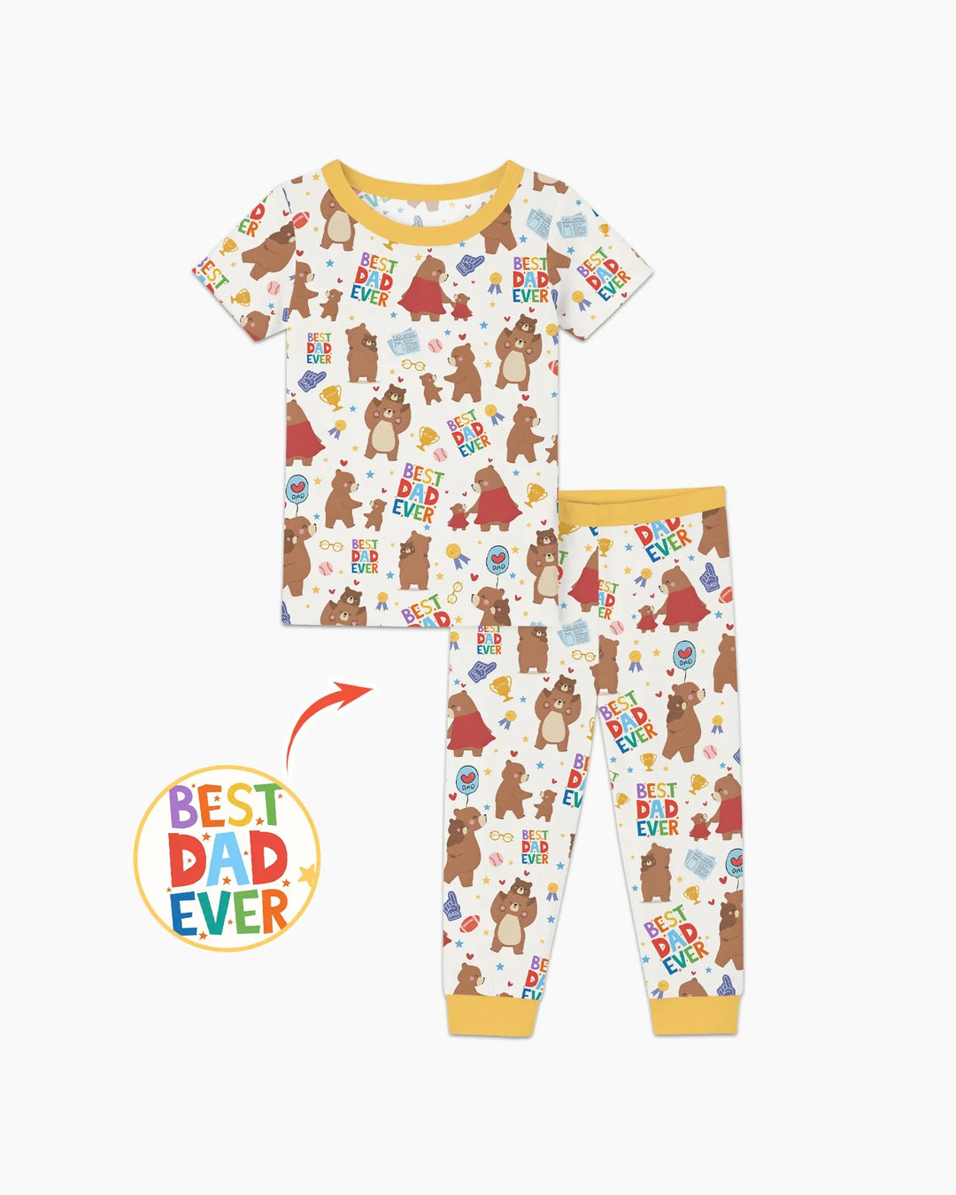 Best Daddy Bear Ever Family Matching Bamboo Two Piece Short Sleeve Pajama Set