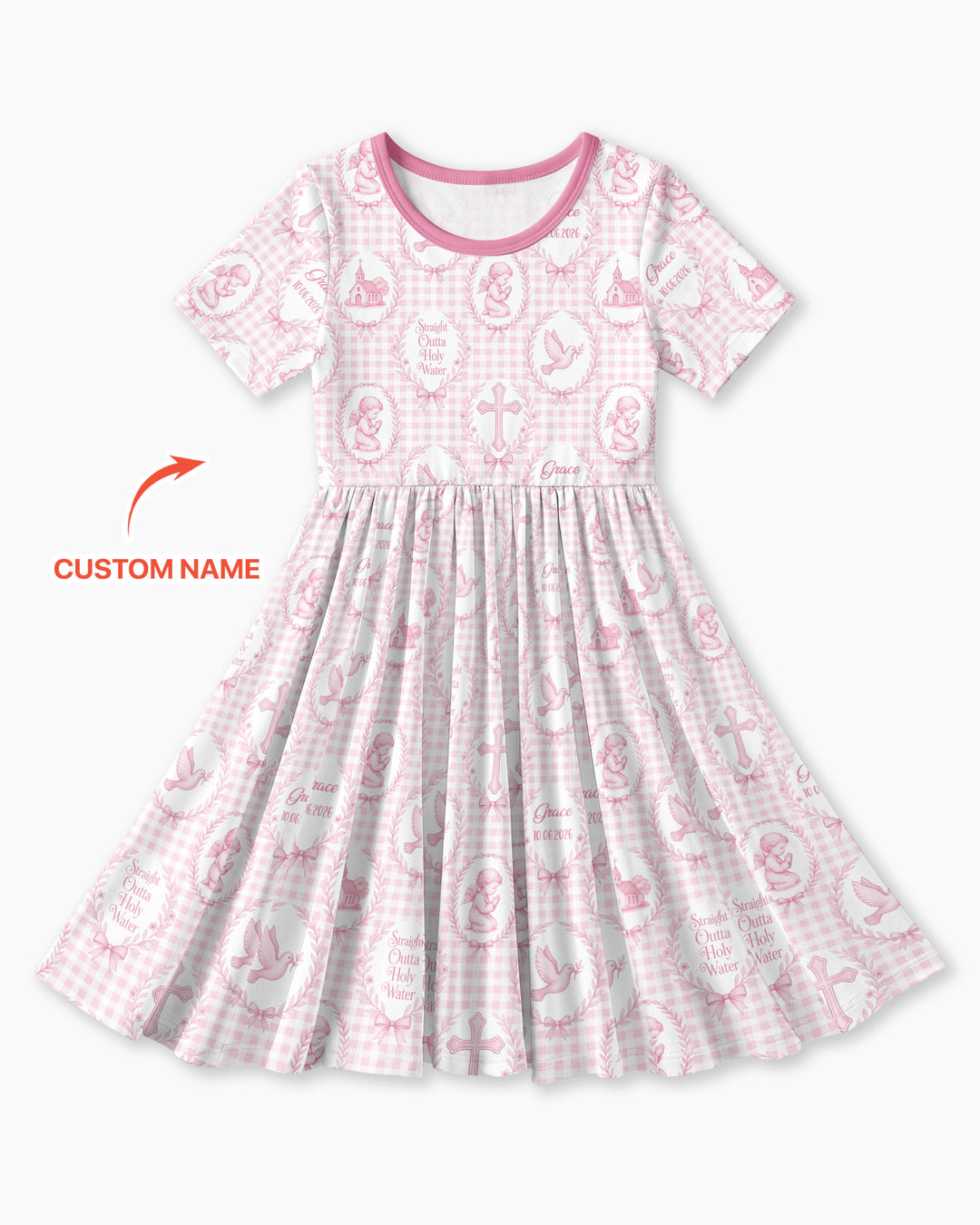 Custom Name Baptism Straight Outta Holy Water Bamboo Twirl Dress