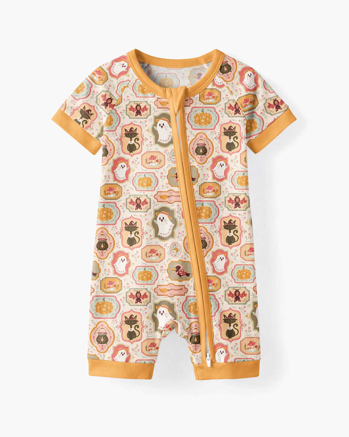 Cute Vintage Magical Cottage Style Halloween Bamboo Shorty Zippy
