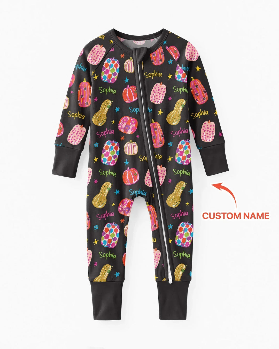 Custom Name Colorful Pumpkin Bamboo Convertible Zippy