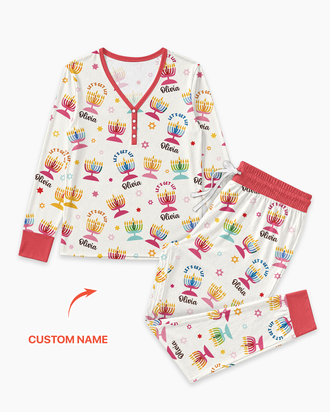 Let's Get Lit Hanukkah Bamboo Women Pajama Set