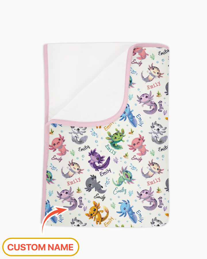 I Love You Axolotl Custom Name Bamboo Blanket