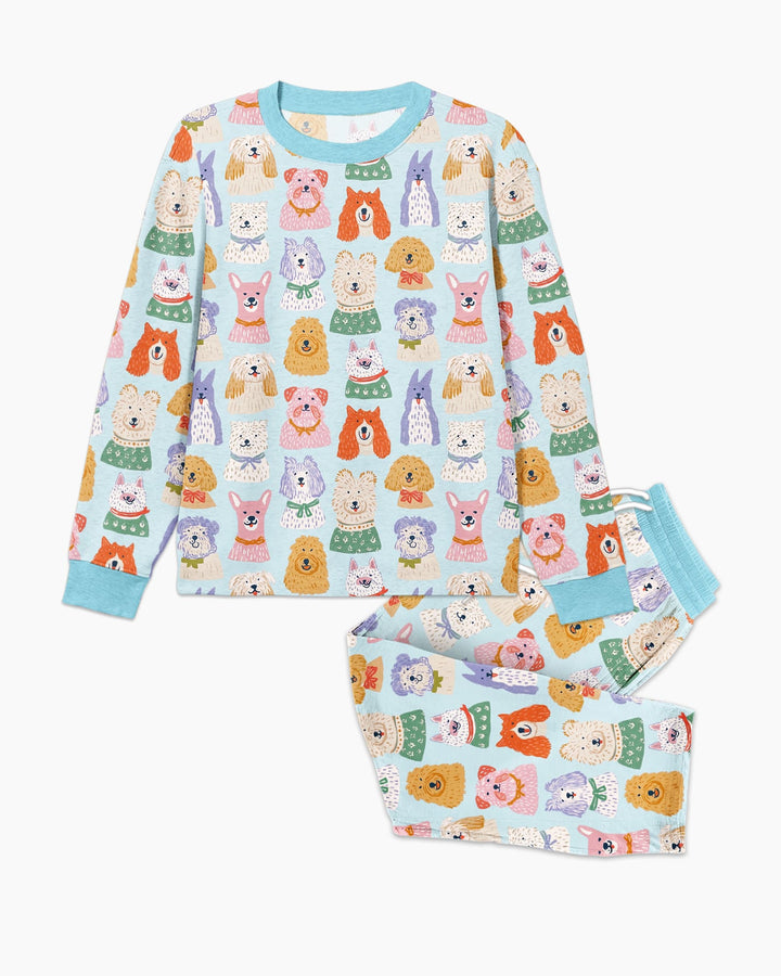 Whimsical Puppy Parade Family Matching Bamboo Men's Pajama Set