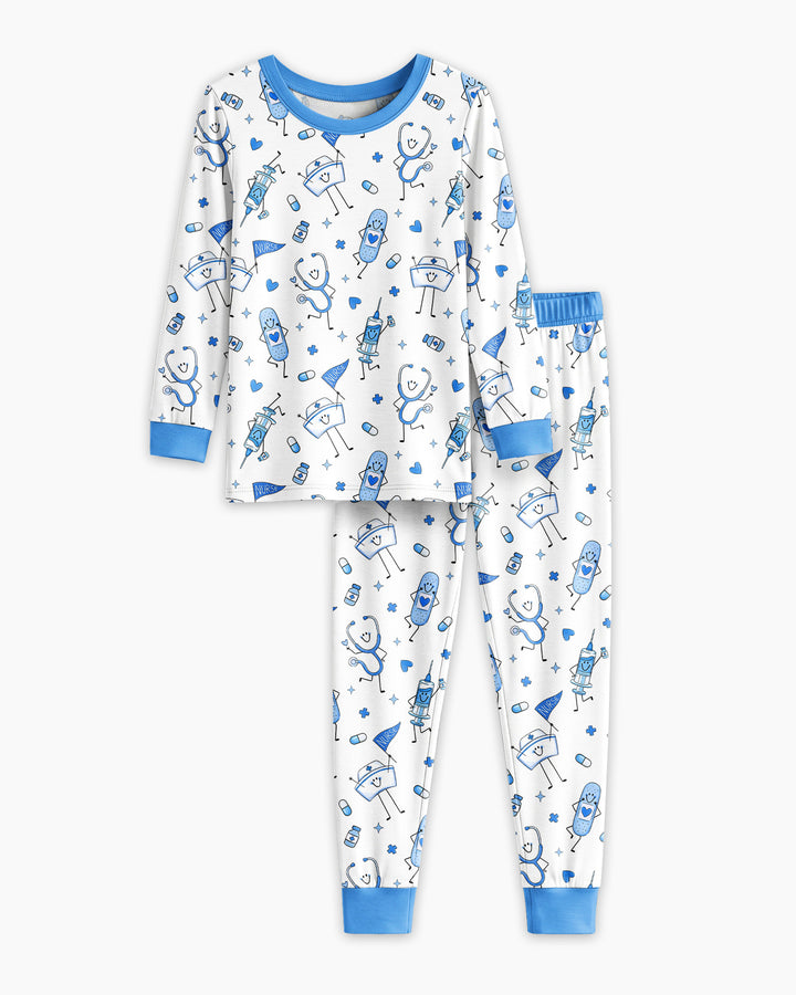 Cute Nurse Crew Bamboo Two Piece Long Sleeve Pajama Set